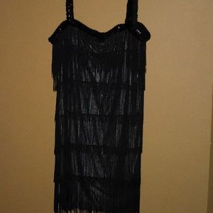 L/XL, Short Flapper Costume Dress, Blk
